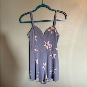 Aeropastale blue floral romper, size S